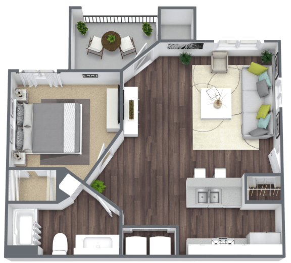 Equestrian Luxury Apartment Homes in Tucson, Arizona 1 Bed 1 Bath Floor Plan