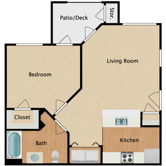 Equestrian Luxury Apartment Homes in Tucson, Arizona 1 Bed 1 Bath Floor Plan