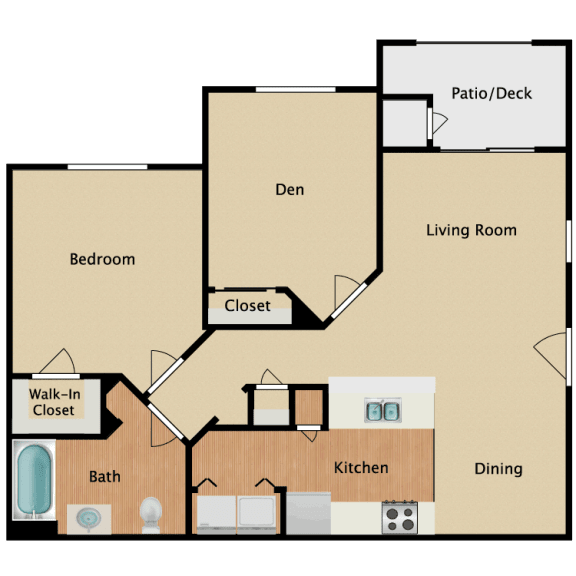 Equestrian Luxury Apartment Homes in Tucson, Arizona 2 Bed 1 Bath Floor Plan