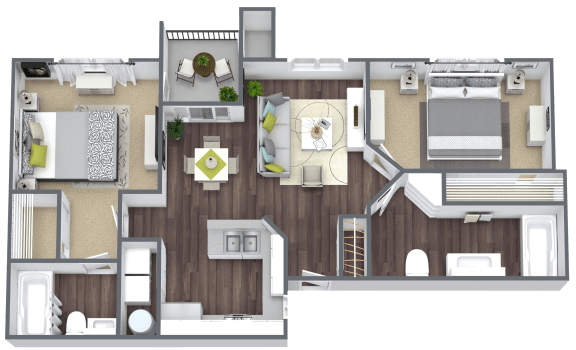Equestrian Luxury Apartment Homes in Tucson, Arizona 2 Bed 2 Bath Floor Plan