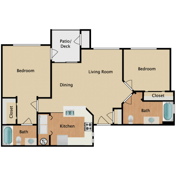 Equestrian Luxury Apartment Homes in Tucson, Arizona 2 Bed 2 Bath Floor Plan