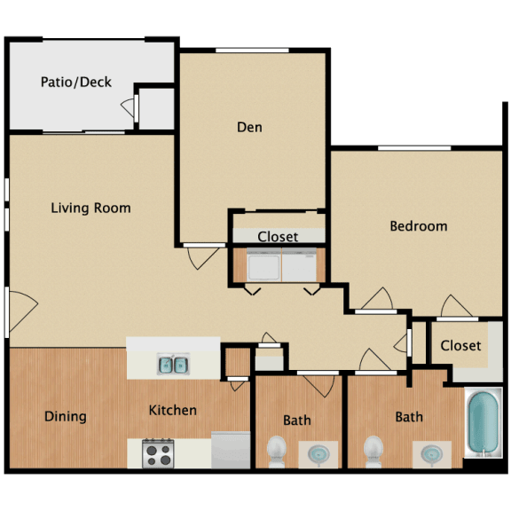 Equestrian Luxury Apartment Homes in Tucson, Arizona 2 Bed 1.5 Bath Floor Plan