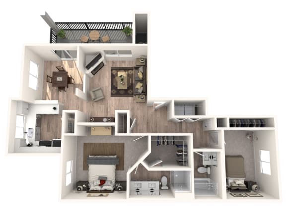 Evans Creek at Woodbridge Apartments in Redmond, Washington Idylwood Renovated Floor Plan