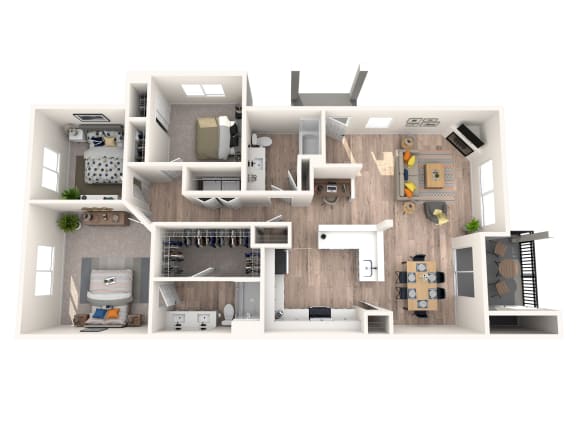 Evans Creek at Woodbridge Apartments in Redmond, Washington Willows Floor Plan