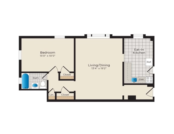 Floor Plan  Falkland Chase Apartments in Silver Spring, Maryland 1 Bedroom Floor Plan
