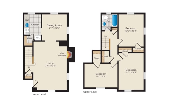 Floor Plan  Falkland Chase in Silver Spring, Maryland 3 Bedroom Townhome Floor Plan