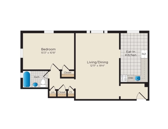 Falkland Chase Apartments in Silver Spring, Maryland 1 Bedroom Floor Plan