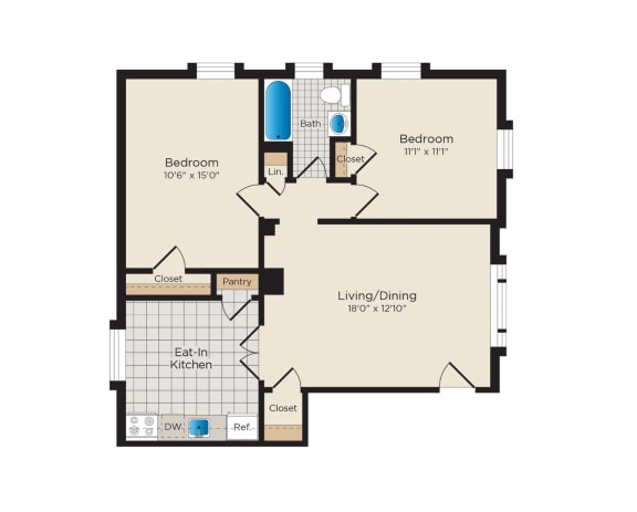 Floor Plan  Falkland Chase Apartments in Silver Spring, Maryland 2 Bedroom Floor Plan