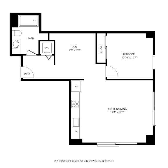 A black and white image of a floor plan for a home.