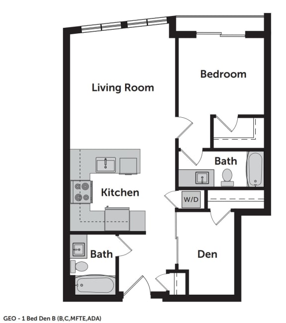 GEO Apartments 1 Bed Den MFTE Floor Plan