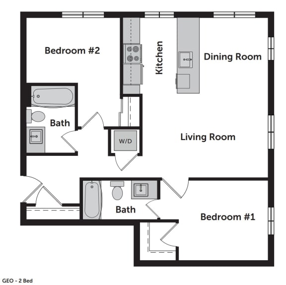 GEO Apartments 2 Bed Floor Plan