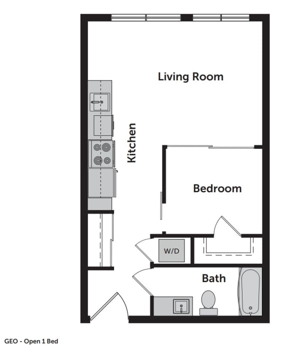 GEO Apartments Open 1 Bed Floor Plan