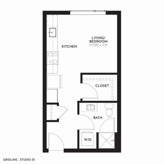 Gridline Apartments Studio D Floor Plan