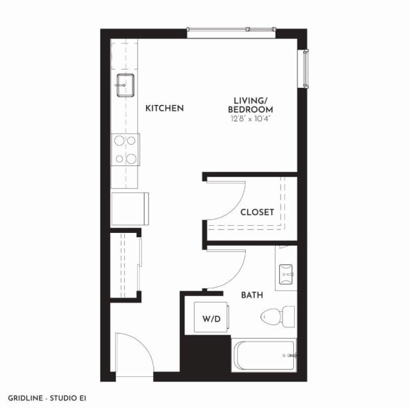 Gridline Apartments Studio E Floor Plan