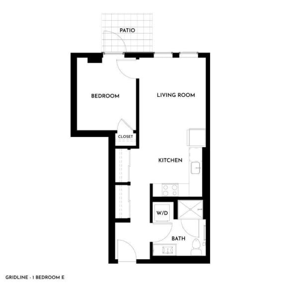 Gridline Apartments in Seattle, Washington 1x1 E Floor Plan
