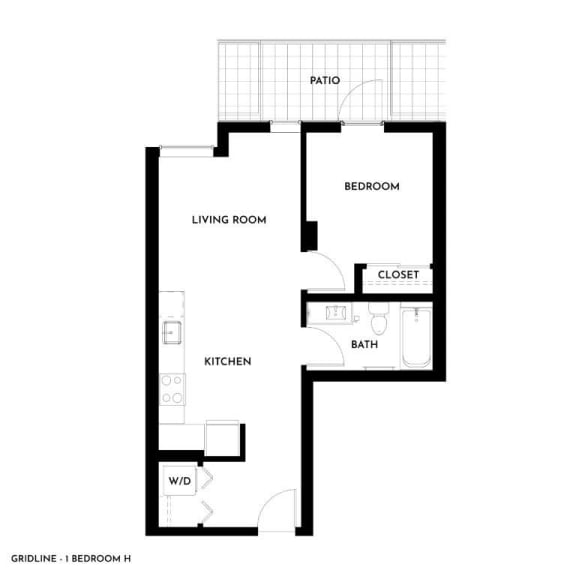 Gridline Apartments in Seattle, Washington 1x1 H Floor Plan