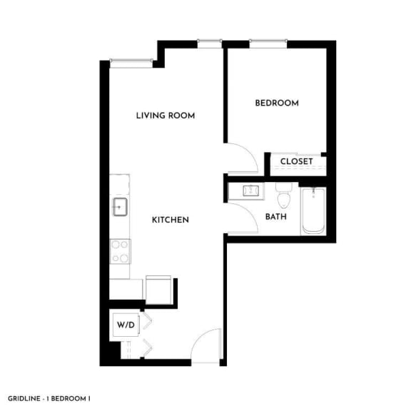 Gridline Apartments in Seattle, Washington 1x1 I Floor Plan