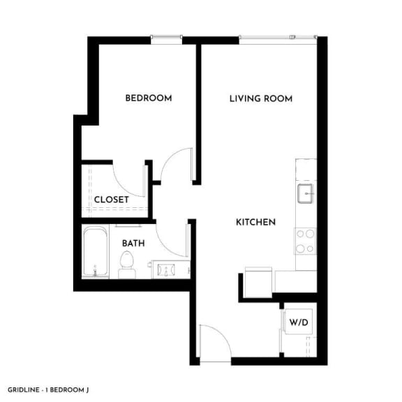 Gridline Apartments in Seattle, Washington 1x1 J Floor Plan