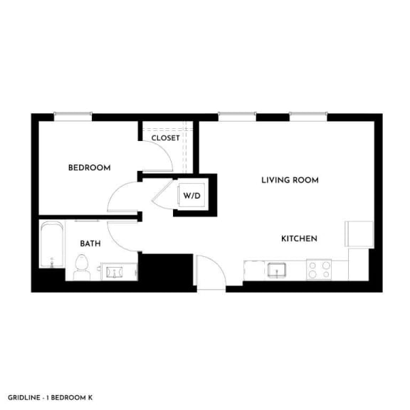 Gridline Apartments in Seattle, Washington 1x1 K Floor Plan
