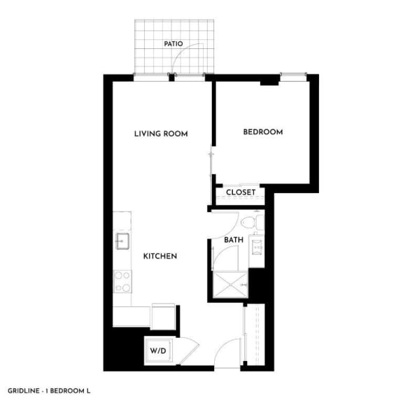 Gridline Apartments in Seattle, Washington 1x1 L Floor Plan