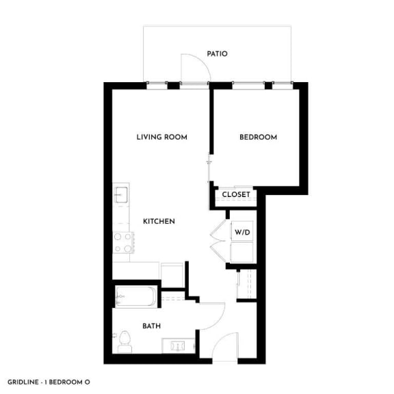 Gridline Apartments in Seattle, Washington 1x1 O Floor Plan