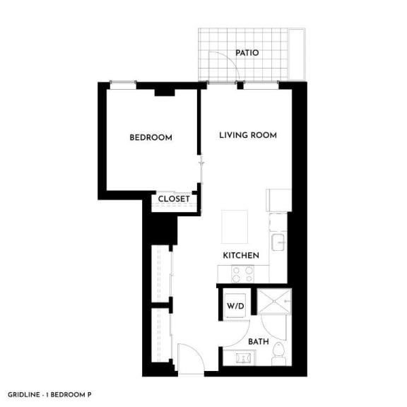 Gridline Apartments in Seattle, Washington 1x1 P Floor Plan