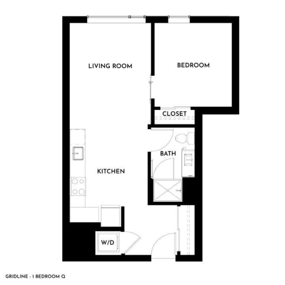 Gridline Apartments in Seattle, Washington 1x1 Q Floor Plan