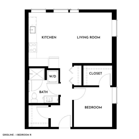 Gridline Apartments in Seattle, Washington 1x1 R Floor Plan