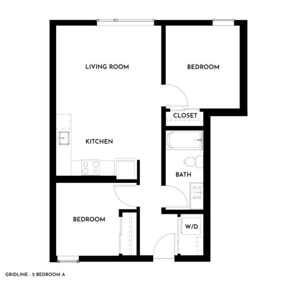 Gridline Apartments in Seattle, Washington 2 Bedroom A Floor Plan