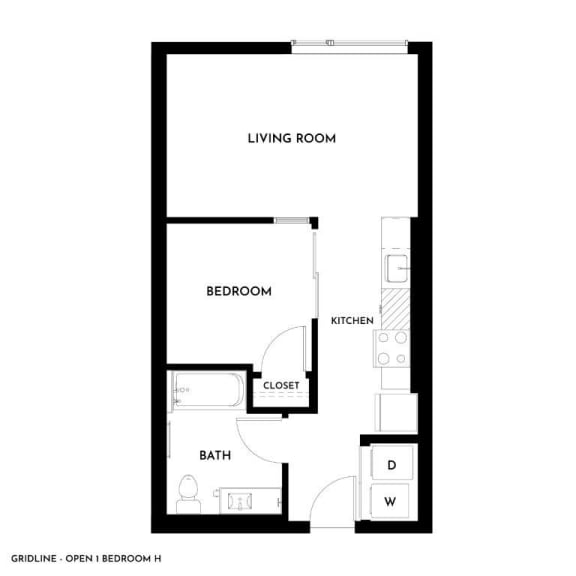 Gridline Apartments in Seattle, Washington Open 1 H Floor Plan