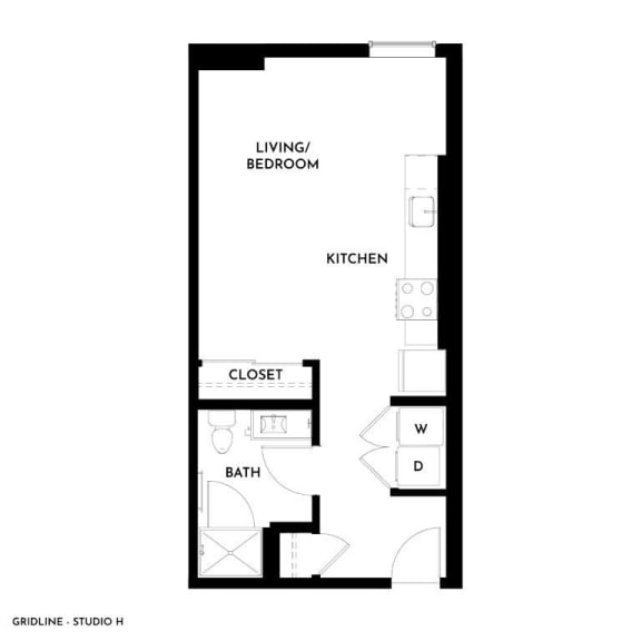 Gridline Apartments in Seattle, Washington Studio H Floor Plan