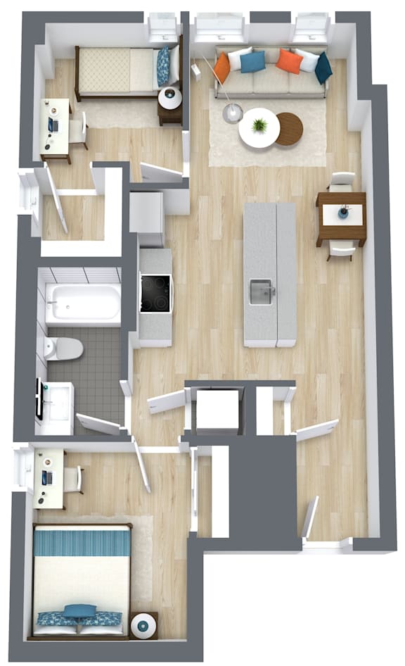 Gridline Apartments in Seattle, WA Two Bedroom Floor Plan
