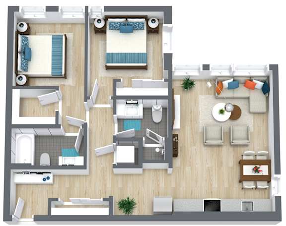 Gridline Apartments in Seattle, WA Two Bedroom Floor Plan