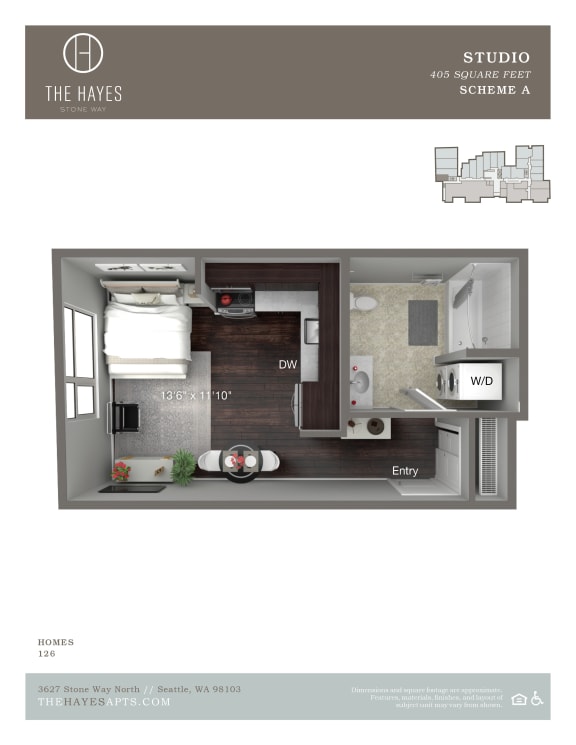 The Hayes on Stone Way Apartments Studio A_A at The Hayes on Stone Way, Seattle, WA, 98103