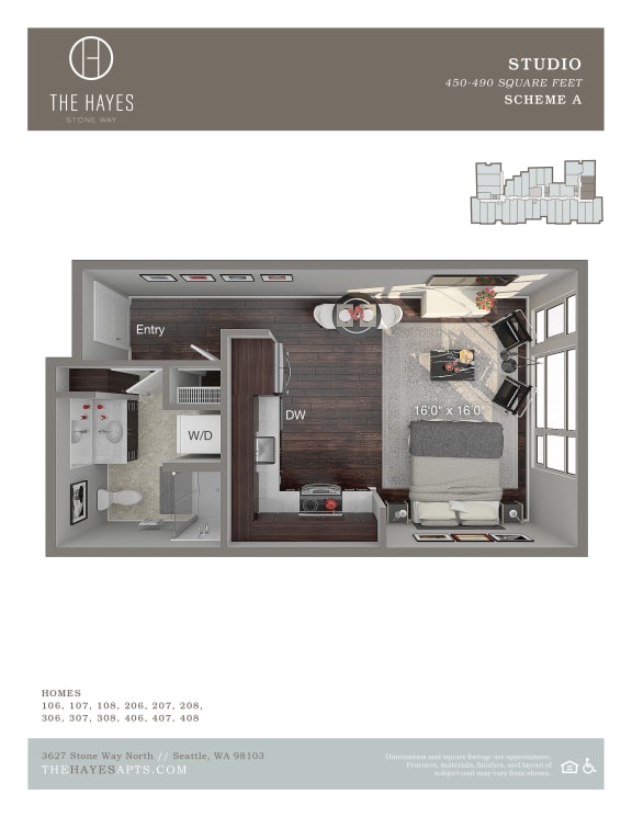 The Hayes on Stone Way Apartments Studio B at The Hayes on Stone Way, Seattle, Washington