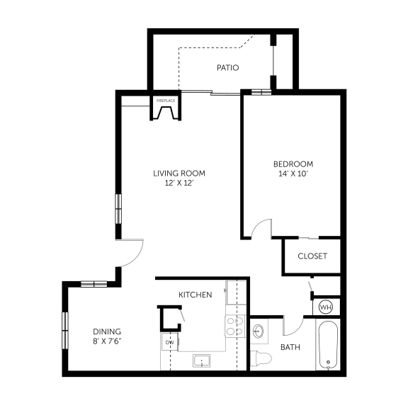 Hazel Ranch 1 Bedroom 1 Bathroom Floor Plan