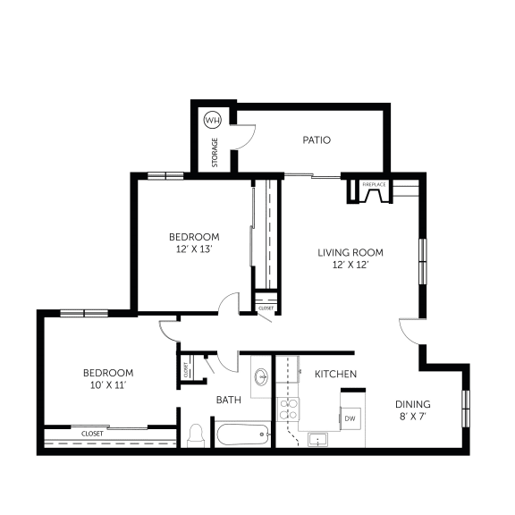 Hazel Ranch 2 Bedroom 1 Bathroom Floor Plan