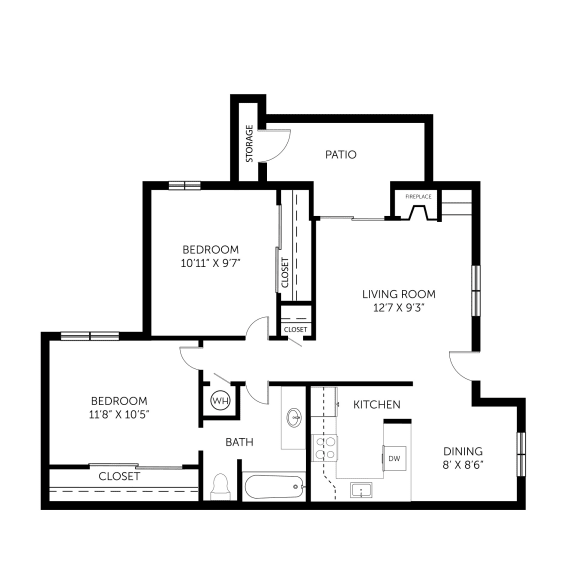 Hazel Ranch 2 Bedroom 1 Bathroom Floor Plan
