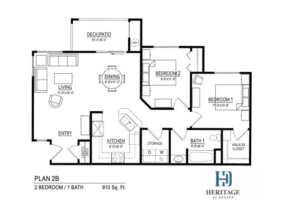 Heritage at Draper Apartments in Draper, Utah 2B Affordable Floor Plan