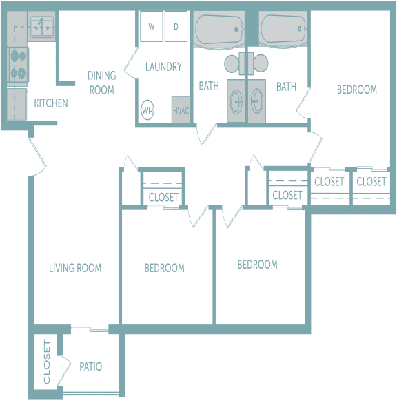 Hidden Meadows 3x2 2D Floor Plan