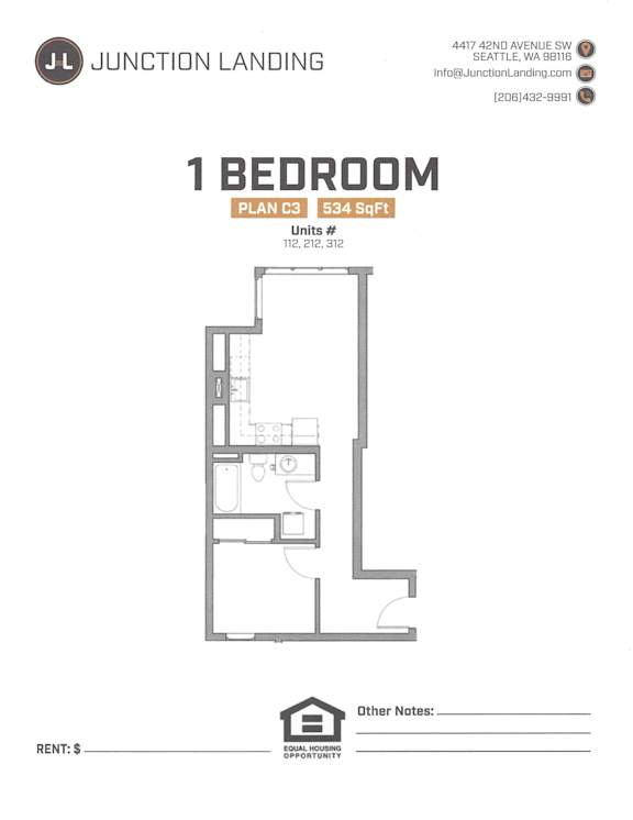 Junction Flats and Landing One Bedroom K Landing Floor Plan