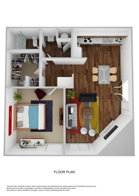 Ascent on Steamboat Apartments Juniper One Bedroom One Bathroom Floor Plan