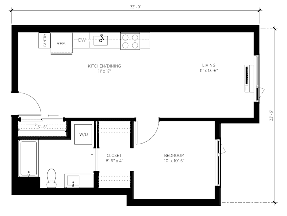 One bed A Floorplan at Kinline, Beaverton, 97003