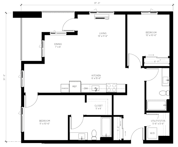 2 Bed C Floorplan at Kinline, Oregon