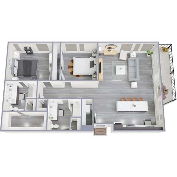 A floor plan of a house with a living room, dining room, kitchen, and a hallway.