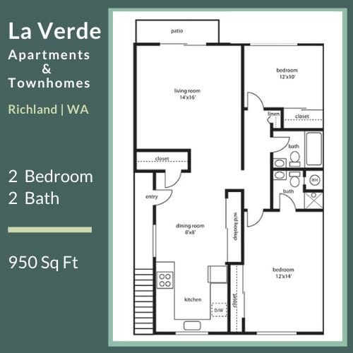 La Verde Apartments Two Bedroom Two Bathroom Floor Plan