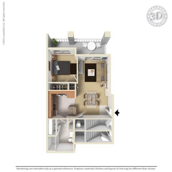 Latitude Apartments and Townhomes in Happy Valley, Oregon 1 Bedroom Floor Plan