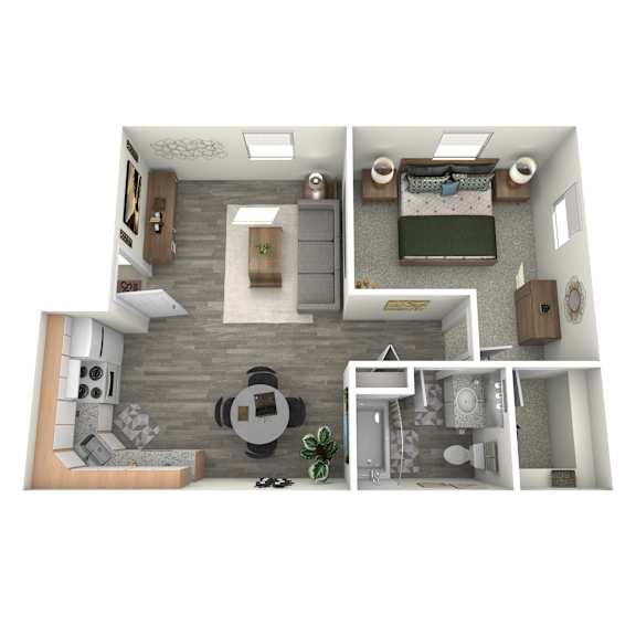 Icon on Headley Apartments in Tucson, Arizona 1 Bedroom Floor Plan