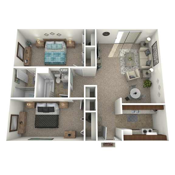 2 Bed 2 Bath Floor Plan at Icon Apartments, Tucson, 85712