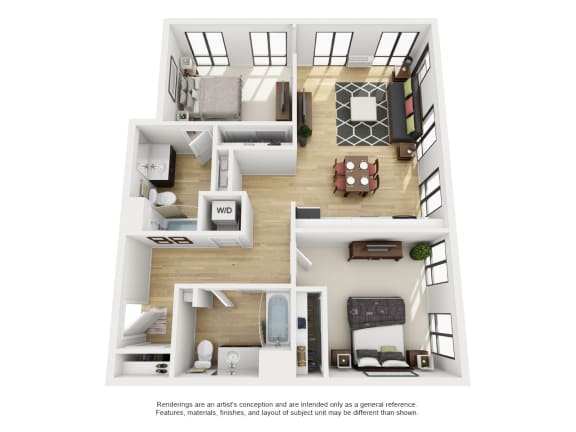 LL Hawkins 2 Bed 2 Bath B Floor Plan